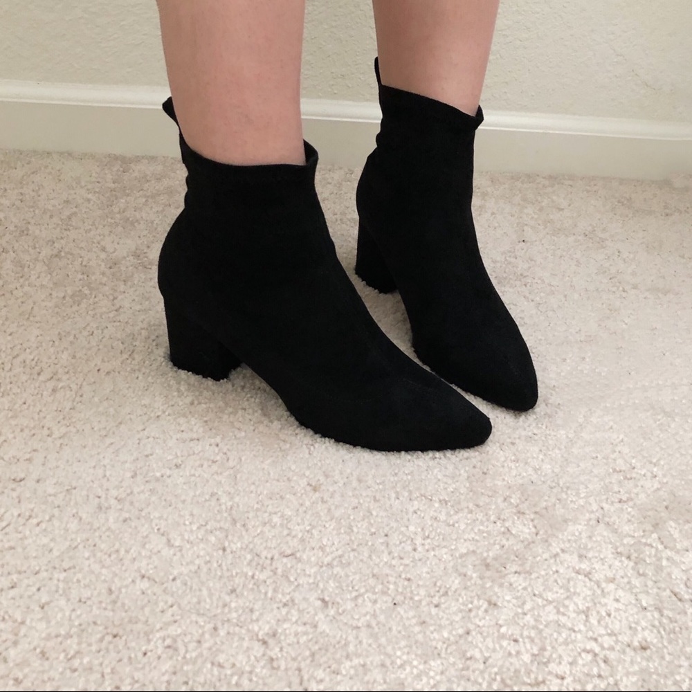 Black Suede Sock Booties (LAST PAIR SIZE 8.5) - Picture 2 of 6